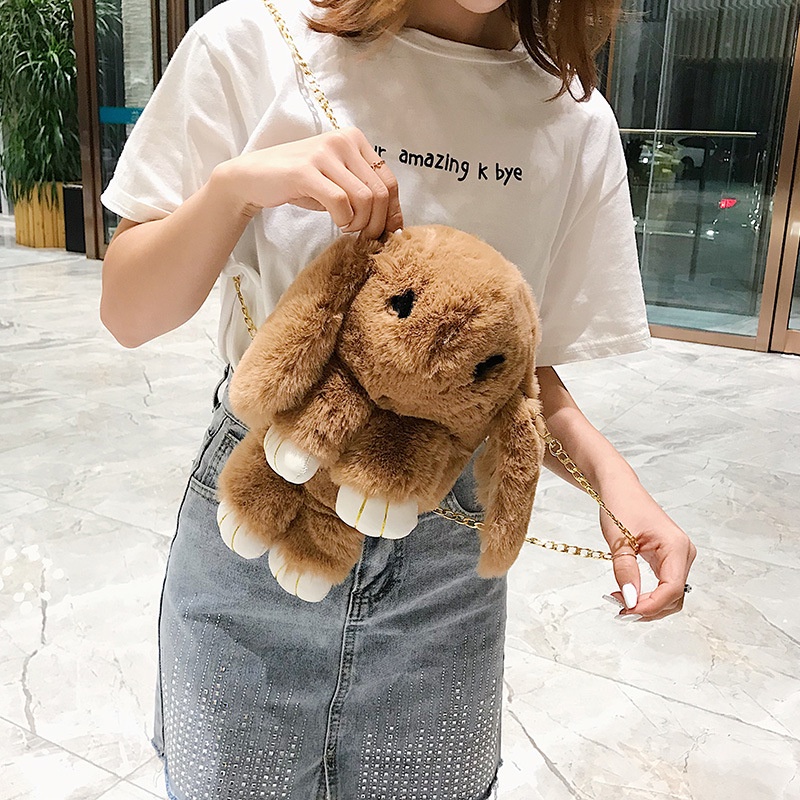 Leona Kelinci LOP Slingbag Wanita Lembut Tas Selempang Anak Lucu Kelinci Bulu Halus Cewek Cute Korean By Chikoisme