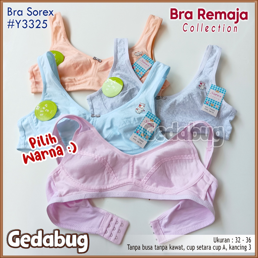 MiniBra Sorex Y3325 / Y 3325 | MiniBra Sorex Remaja ABG Step 2 busa tipis tanpa kawat kait 2 | Gedabug