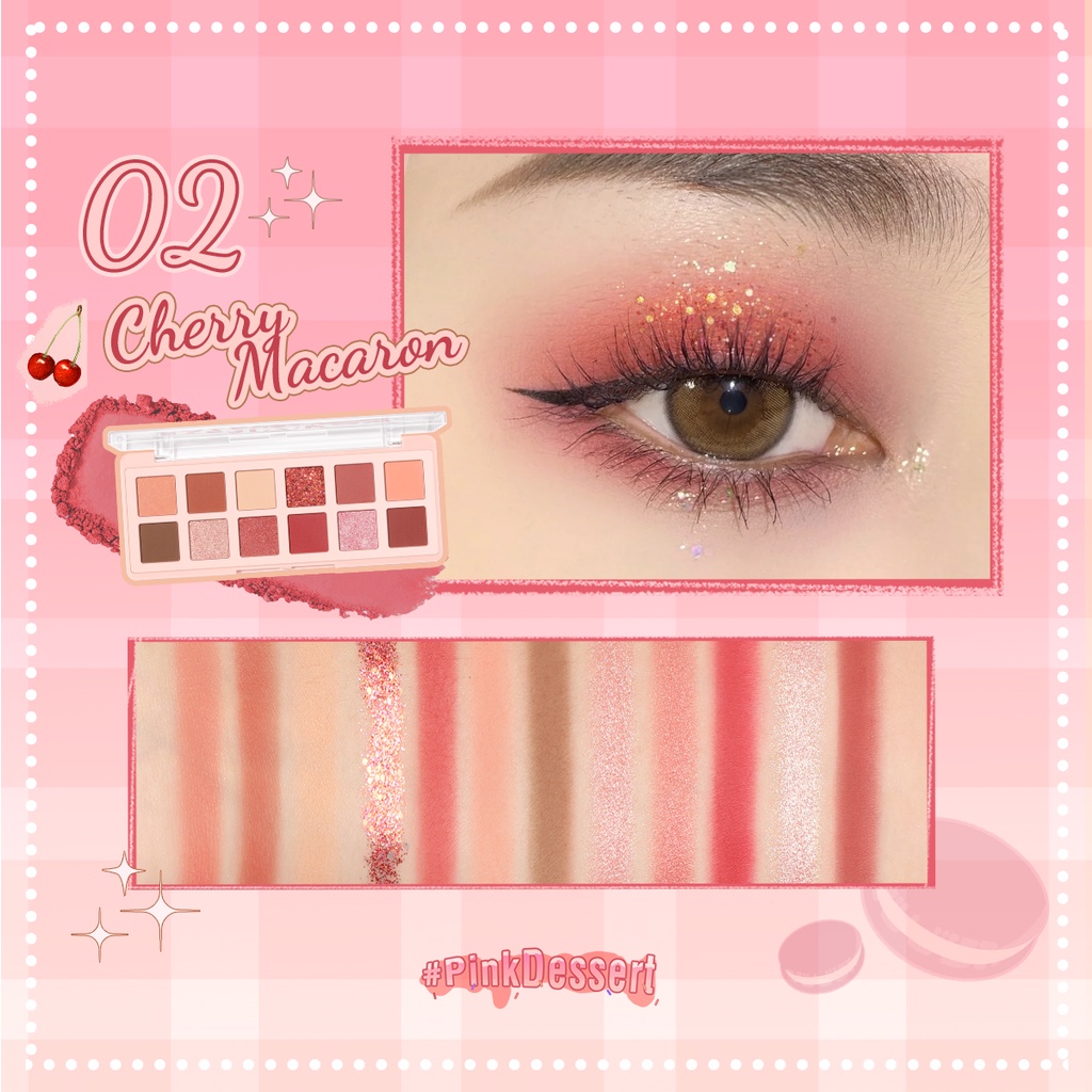 galerybeautysemarang PINKFLASH Eyeshadow Palette Pink Dessert Pro Touch PF-E15 | 12 Shades | Eyeshadow | Long Lasting | Riasan Mata | Pink Flash |