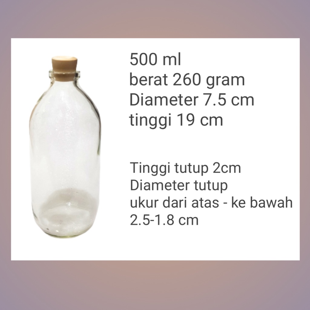 BOTOL ASI KACA 500 ML+ TUTUP KAYU / Botol Souvemir / Vas / Botol dekorasi / BOTOL KACA 500ML TUITUP KAYU