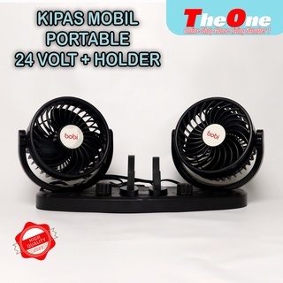 Kipas Angin Mobil Double Headed Fan 12V - 24V Kipas Angin Mobil USB Holder Phone 12V dan 24V