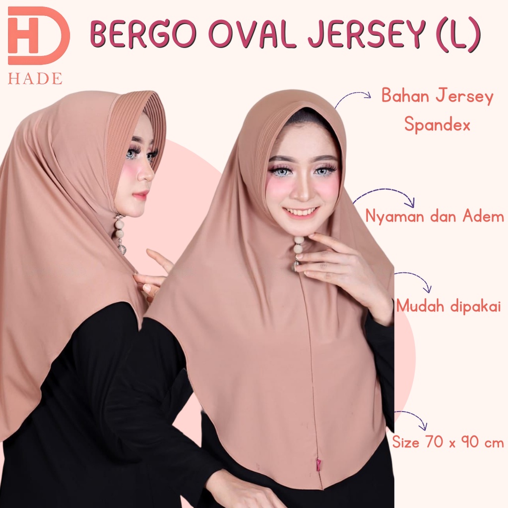 Hijab Instan Bergo Oval Jersey ( L ) / Bergo Instan Sport Panjang Jersey