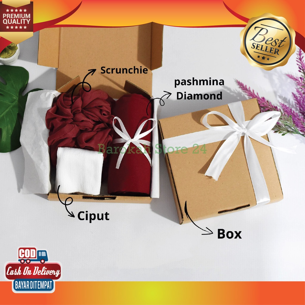 Hampers Jilbab Scrunchie Box Gift Kardus Kado Ulang Tahun Cewek Hadiah Hampers Hempers Box MurahMusl
