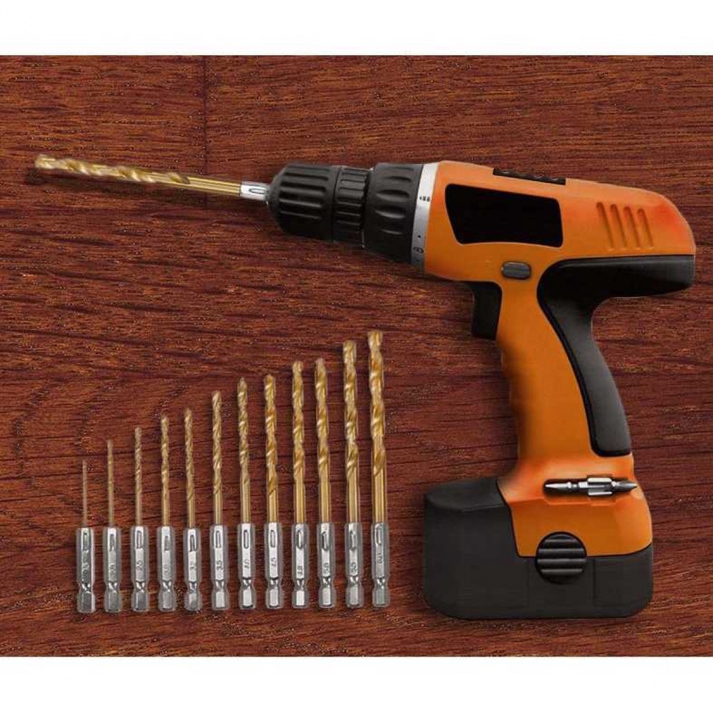 Mata Bor Power Drill Taffware Steel Titanium Hex Shank 13 PCS