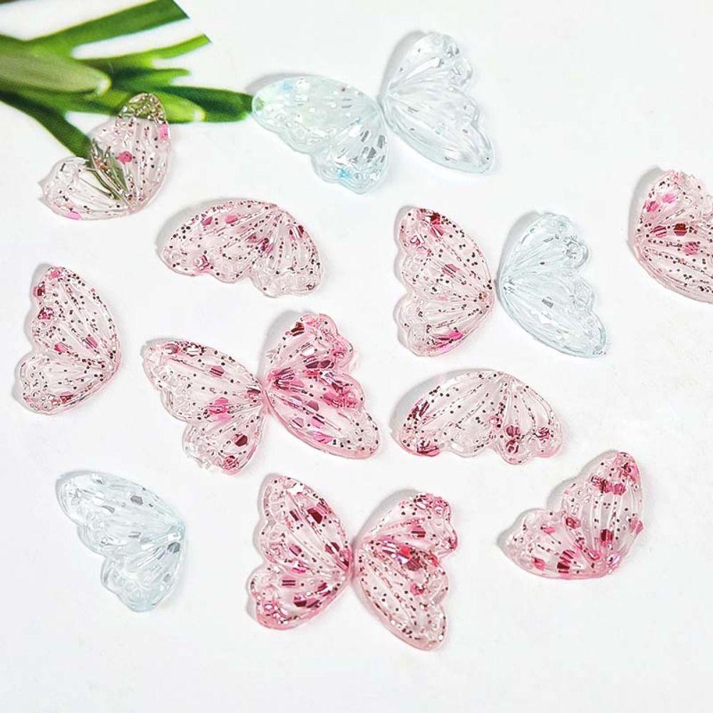 Mxbeauty Dekorasi Kuku Kupu-Kupu Resin Pesona Kuku Kupu-Kupu Setengah Sayap Manicure Aksesoris 3D Nail Drills