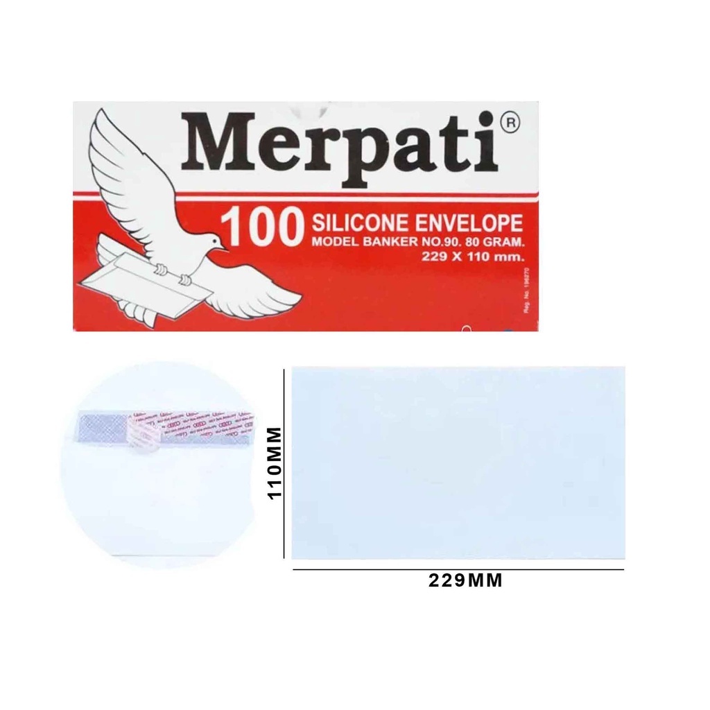 Kiky Amplop Merpati / Merpati 100 Silicone Envelope / Amplop Putih / 100pcs