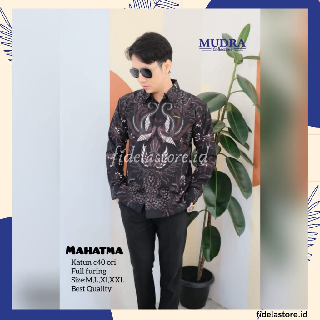 Batik Mudra Collection / Kemeja Batik Pria Lengan Panjang Mahatma