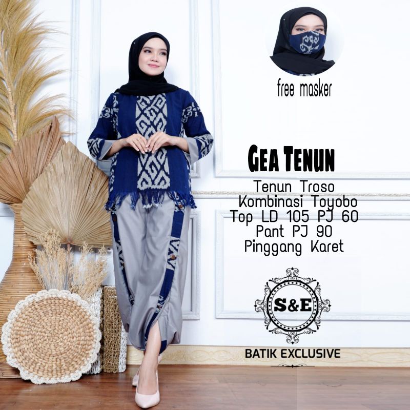 setelan celana wanita blouse tenun troso mix toyobo