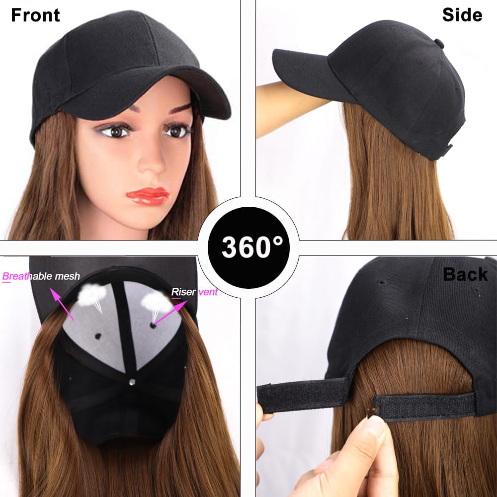 Wig Topi Perempuan / Topi Baseball Dengan Wig Sintetis Hair Extension RAMBUT PANJANG