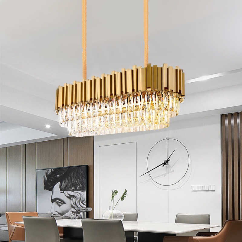 Lampu Gantung Kristal Chandelier Modern Mewah Island Ruang Keluarga Ruang Makan 80cm Lampu Hias Gantung