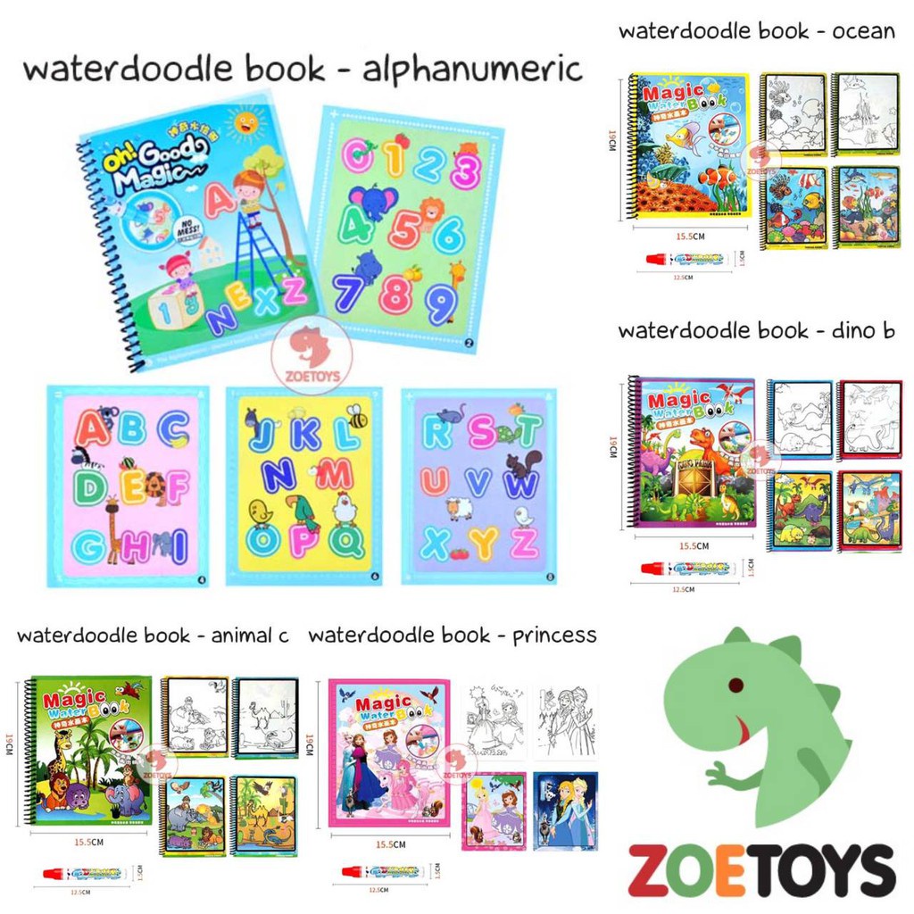 Magic Water Book / Magic Water Coloring Book Alpahabet Numbers Animal Ocean Farm Animal Wild Animal
