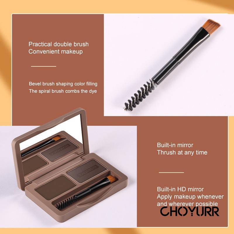 【COD】Bedak Alis 2 Warna Dengan Sikat Alis Waterproof Eyebrow Powder Dan Bayangan Hidung Tahan Air Non Noda-CH