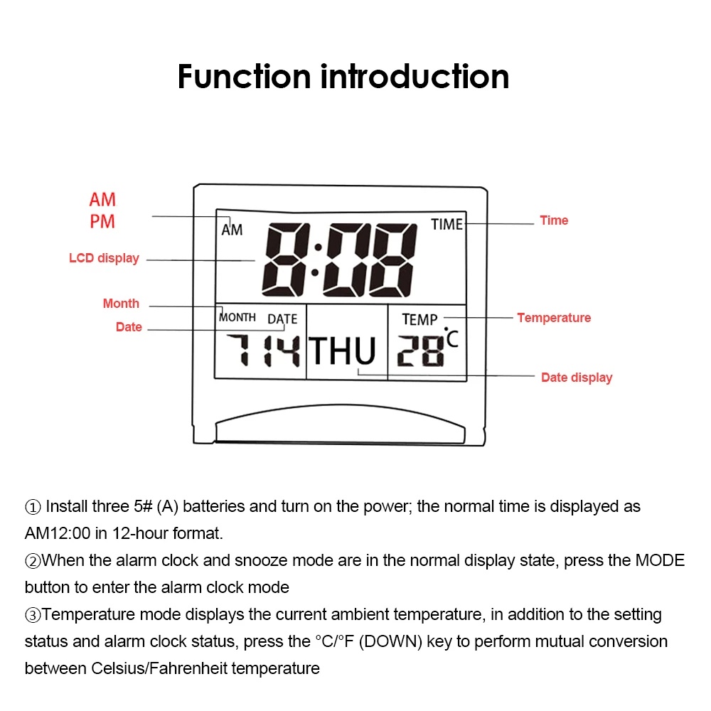 Jam Alarm Digital Desktop Elektronik LCD Lipat Travel Mini Clock Dengan Suhu Tampilan Kalender Jam Lipat Untuk Pelajar Kamar Tidur