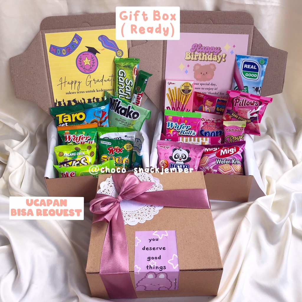 

[Free Cetak Foto] Hampers snack ulang tahun - snack box - gift box - hadiah ulang tahun - hadiah wisuda - Hampers Lebaran - Hadiah Valentine