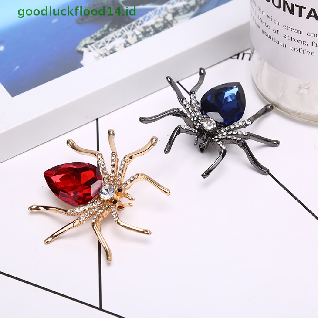 [GOOGFOUR] Fashion Lady Kristal Spider Pin Bros Dekorasi Korsase Lencana Perhiasan Hadiah [TOP]