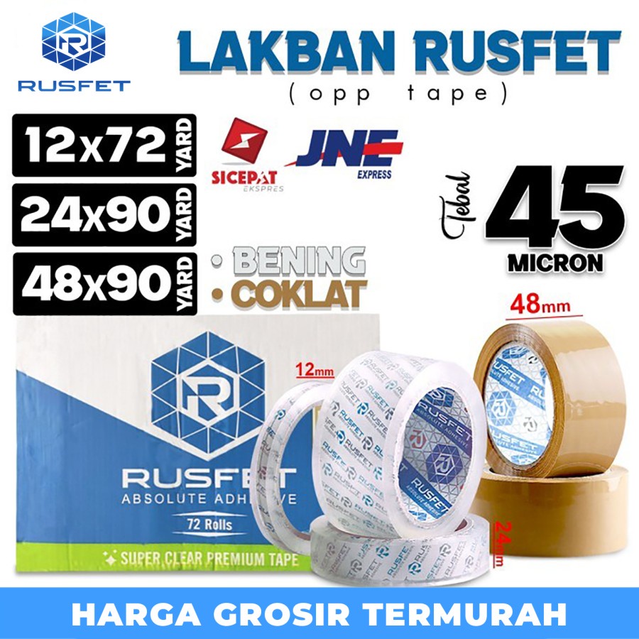 

Lakban isolasi Solatip OPP Tape RUSFET Plakban Varian KARGO / DUS
