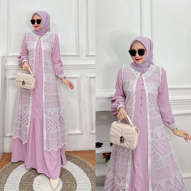 Ready Bella Dress 2in1 by HMF Luxury Gamis Muslim Original