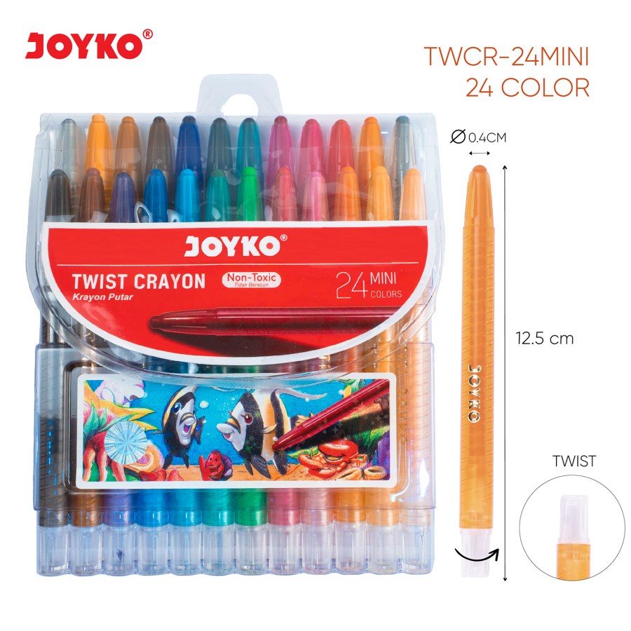 Twist Crayon / Krayon Putar Mini 24 Warna Joyko TWCR-24MINI