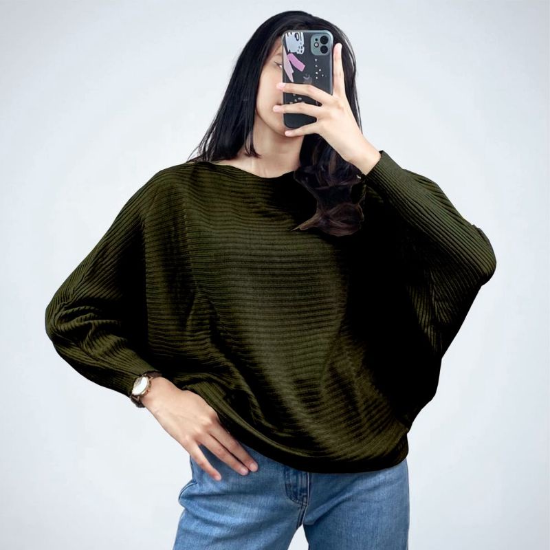 [SWEATER RAJUT BATWING] BAJU ATASAN WANITA MOTIP KELELAWAR KEKINIAN//ALL SIZE MAKS BB 65 KG