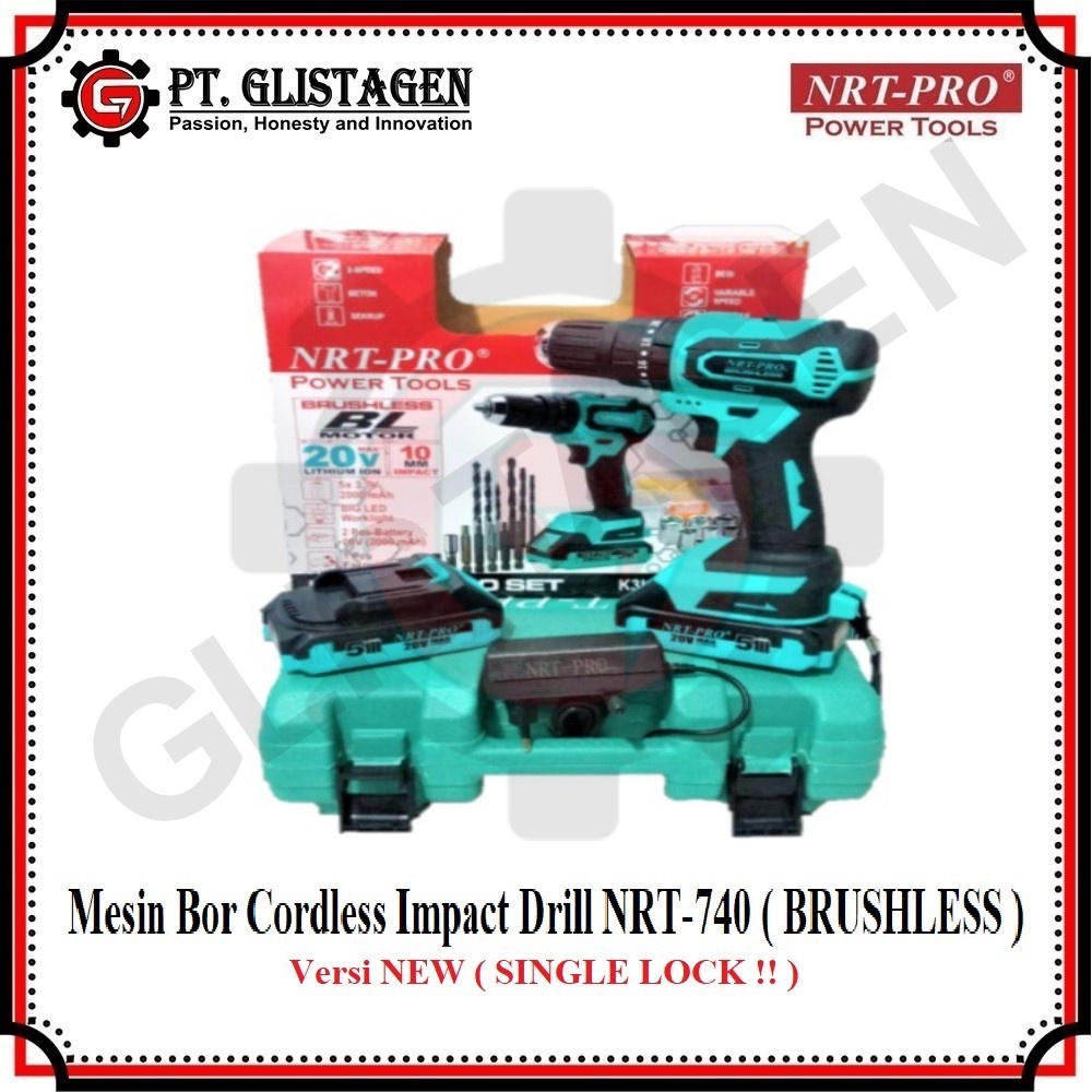 NRT-PRO 740DC Mesin Bor Tembok Beton Baterai20 volt BRUSHLESS Impact Drill