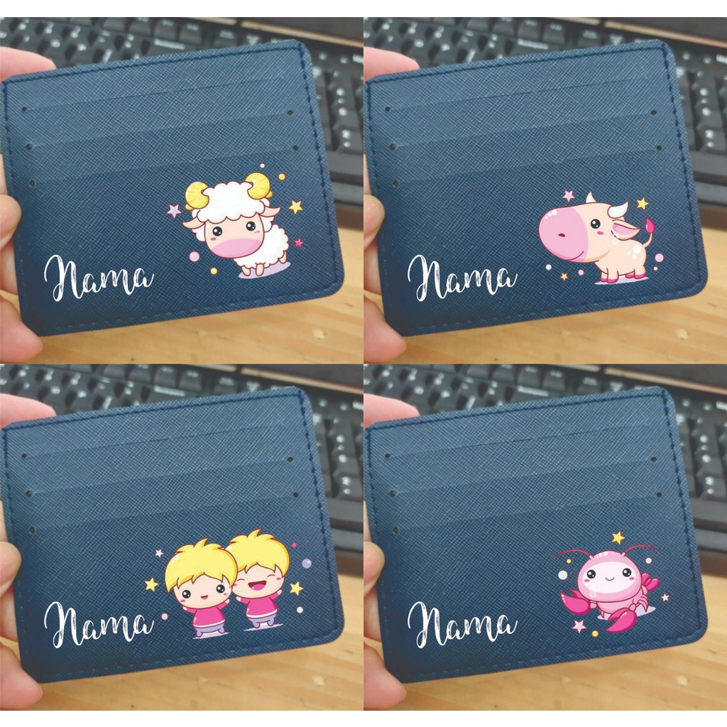 DOMPET KARTU DESIGN 12 ZODIAK KONSTELASI CAPRICORN VIRGO AQUARIUS LEO TAURUS DST -  FREE TULIS NAMA