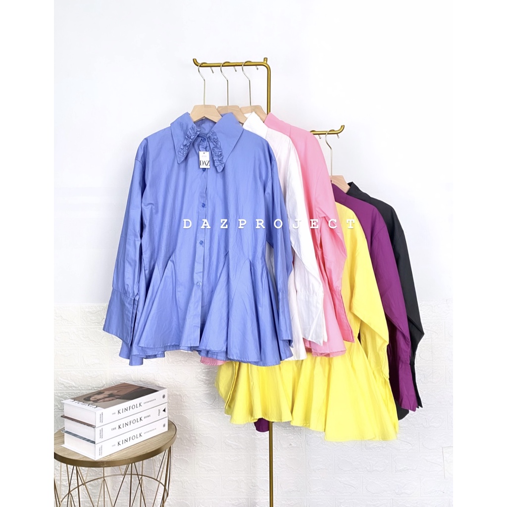 Collar Blouse Polos Blouse Babydoll Ld 116 Aksen kerah rimple by DAZPROJECT