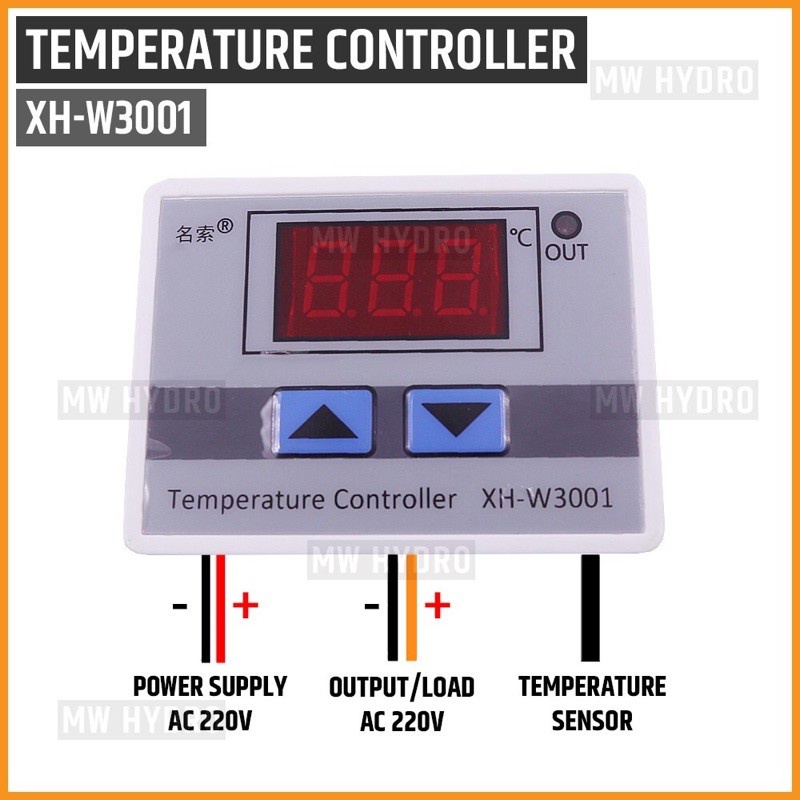 Thermostat Digital AC 12V 220V XH W3001 Termostat Alat Pengatur Suhu Panas Dingin Mesin Tetas 110V