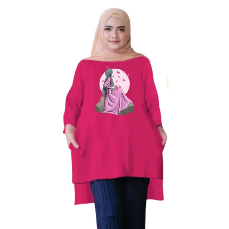 Atasan Baju Tunik Kaos Wanita Oversize LD 130 Cm Terbaru 2023 Viral Gambar DTF Bahan Kaos Babyterry . Atasan Baju Wanita Santai Tunik Wanita Dewasa Cewek Jumbo Kekinian Murah Big Size Bulan