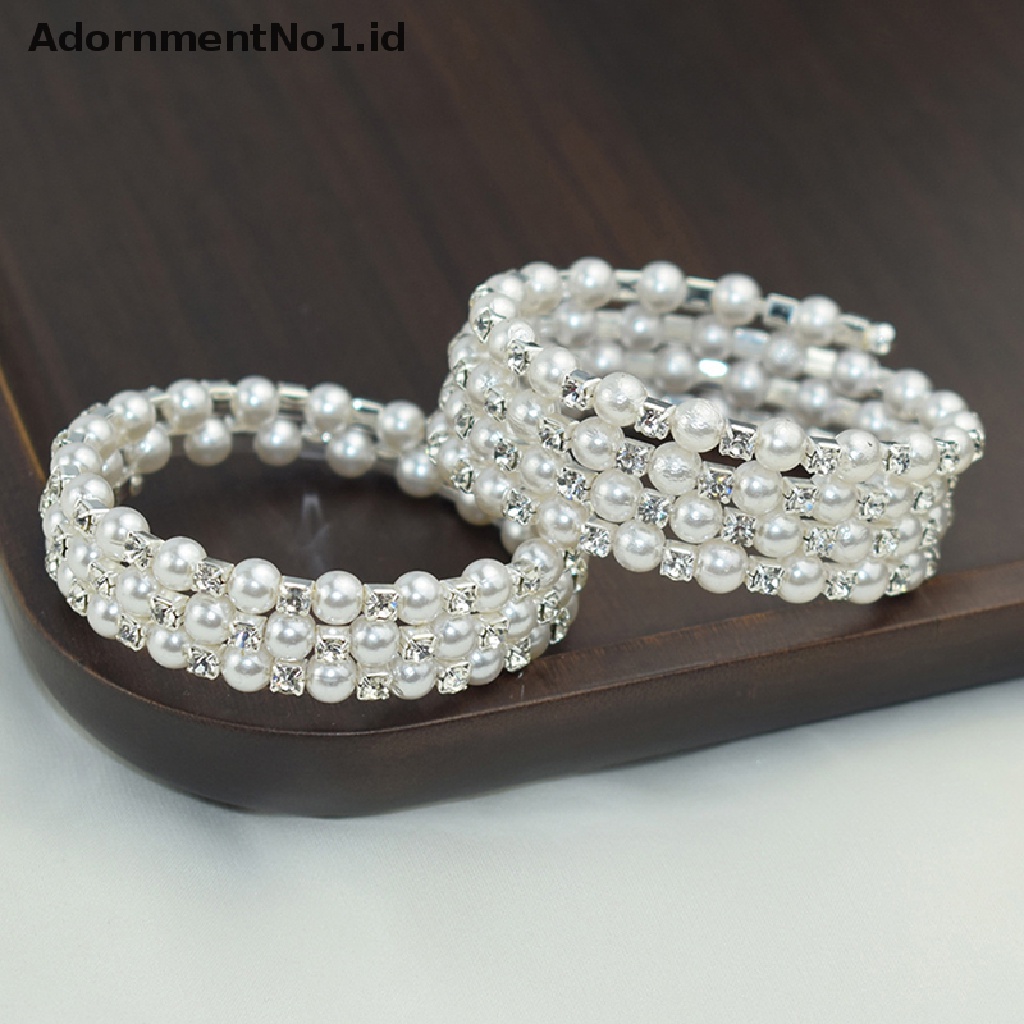 [AdornmentNo1] Gelang Mutiara Imitasi Kristal Elegan Multilayer Stretchable Pearl Bracelet Gelang Mutiara Untuk Wanita Hadiah Perhiasan Pengantin [ID]