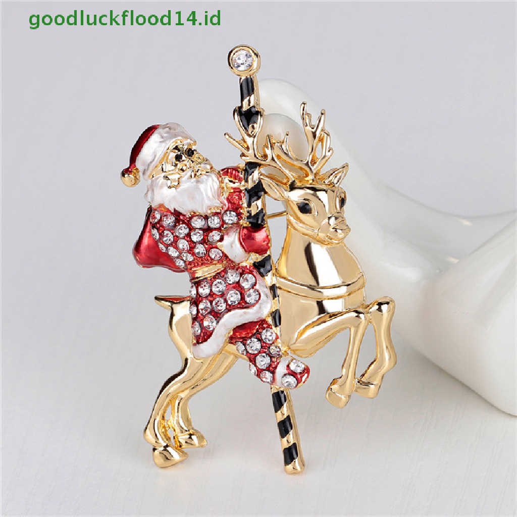 [GOOGFOUR] 1pc Indah Santa Claus Rusa Berlian Imitasi Hadiah Natal Bros Pin Kerah Korsase 1pc Fashion Santa Claus Rusa Berlian Imitasi Hadiah Natal Bros Pin Kerah Korsase 1pc Ne