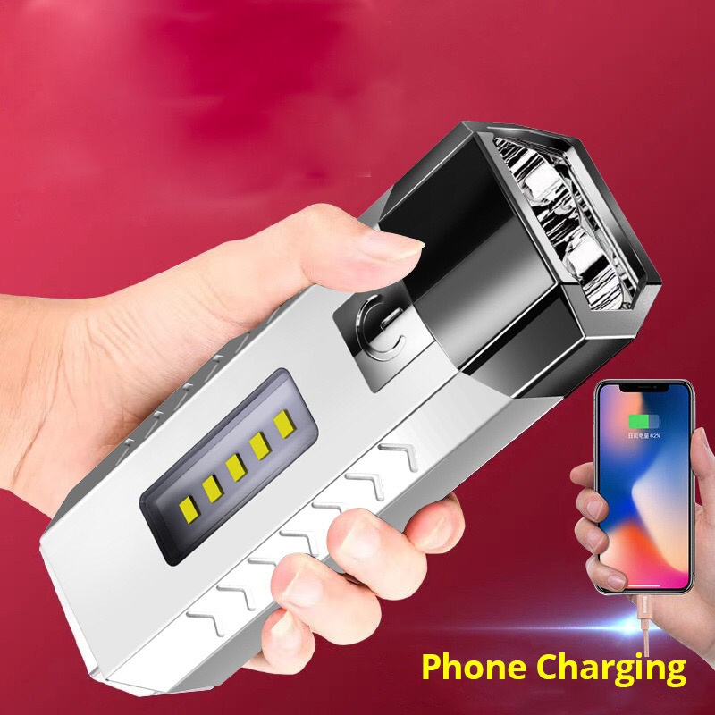 SENTER LED 2 MATA 5 COB  MULTIFUNGSI FLASHLIGHT DAN POWERBANK / SENTER POWERBANK 2 MATA LED