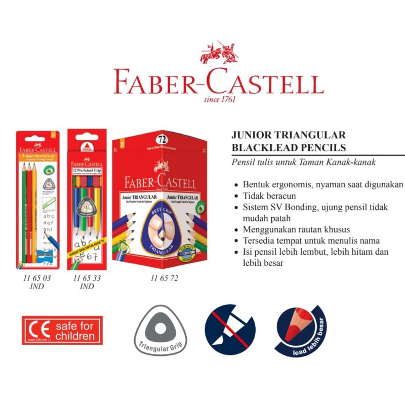 Pensil Faber-Castell Junior isi 3 Pcs + Rautan Art No.116503 IND