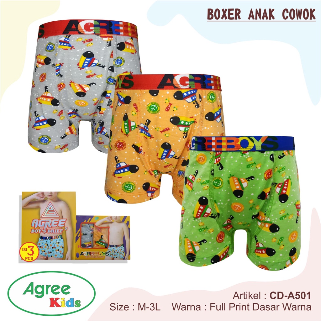 3 PCS CELANA DALAM BOXER ANAK LAKI LAKI BOXER AGREE 501