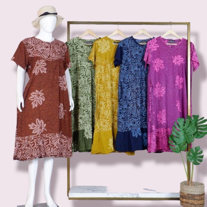 Daster Luna Batik Mahoni / daster baju tidur pendek batik huza cap busui pekalongan