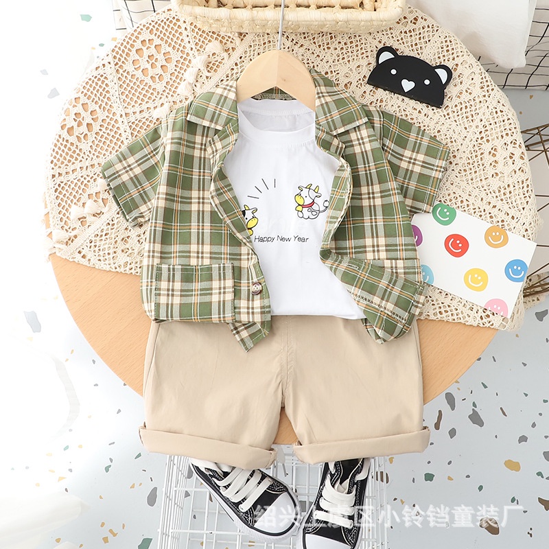 LittleAaron SET KEMEJA NORICK VEST EBV Setelan Bayi Laki-laki Lengan Pendek Baju Anak Laki Laki