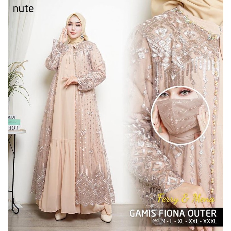 Permata Olshop / Gamis Viona Outer FM / Kebaya Gamis Modern / Gamis Pesta Mewah / Gamis Brukat Tulle Bordir / Gamis Kondangan / Kebaya Gamis Jumbo Ld 130