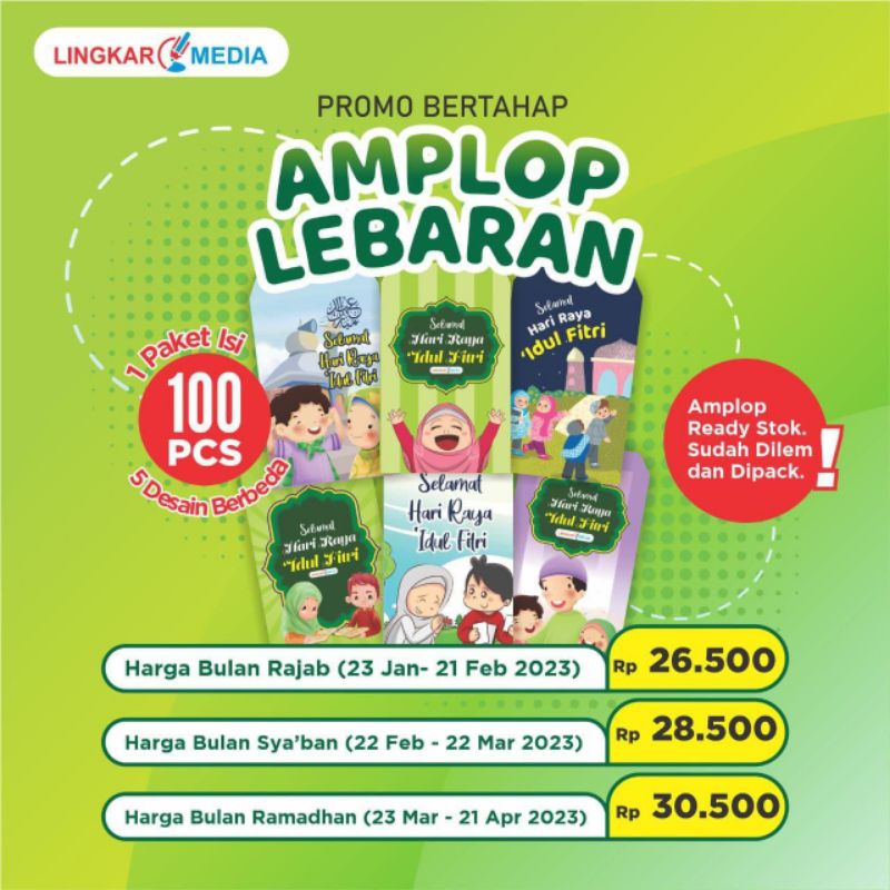 

(Isi 100 lembar) Amplop Lebaran Spesial sudah dilem dan dipack motif berbeda Ukuran 6,5 x 9,5 Amplop Lebaran Idul Fitri