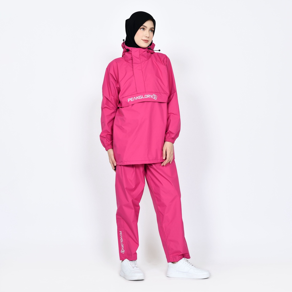 Jas Hujan PEAKGLORY Jas Hujan Pria Wanita Dewasa Anti Air Bahan Import Raincoat Saku Kangguru