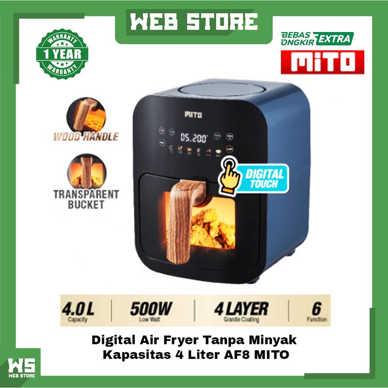 Jual Air Fryer Penggorengan Listrik Tanpa Minyak MITO AF8 Digital 4 L ...