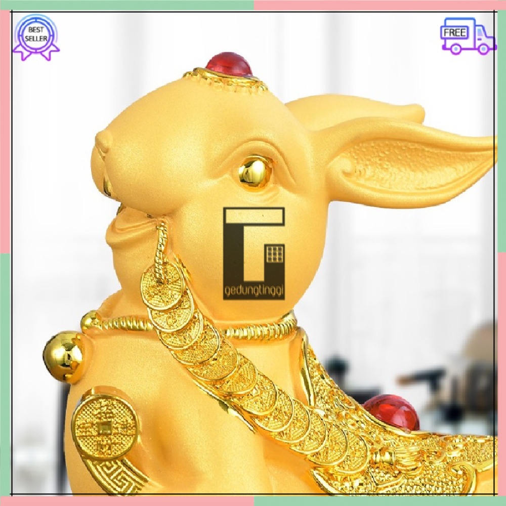 Pajangan Patung Hiasan Dekorasi Kado Hadiah Imlek Sincia Gift Box Fengshui Shio Sio Sheshio Hewan 12 Animal Zodiak Bintang Binatang Hewan Shio Kelinci 2023 Rejeki Keberuntungan Feng Shui Gold Emas Kuningan Doff Tahun Baru Cina China Kecil Mini Besar Jumbo