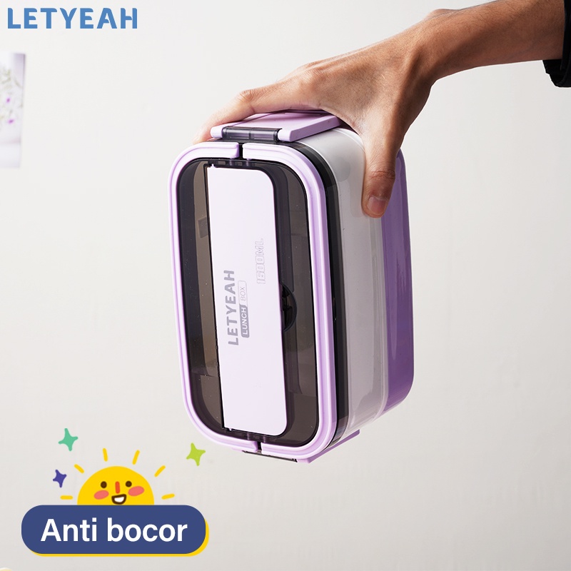 letyeah Lunch box 2 susun anti tumpah /1600ml tempat makan 2 tingkat/kotak makan bpa free