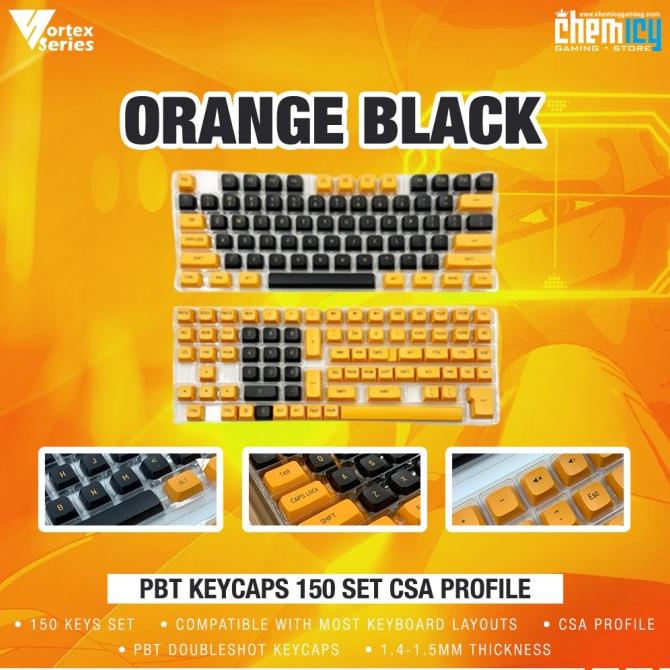 Vortex Series Orange Black PBT Keycaps 150 set CSA Profile
