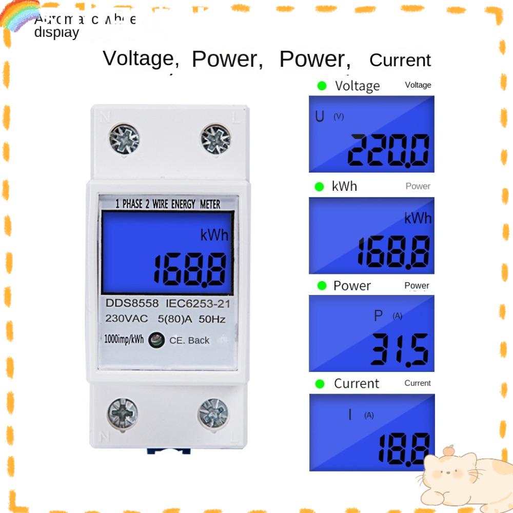 Solighter LCD AC Meter Voltmeter5 (80) A AC 230VAC 50HZ Wattmeter Energy Monitor Energi