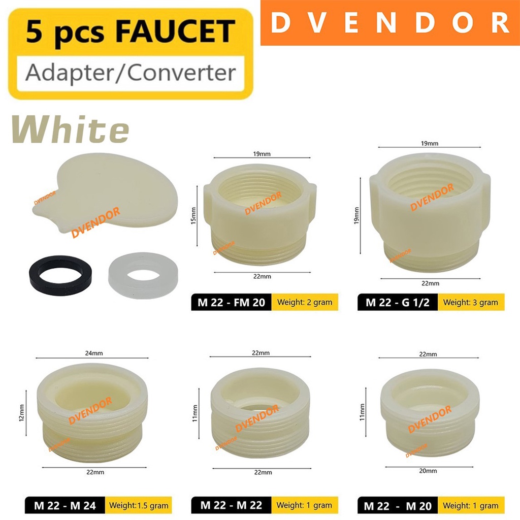 [DVENDORTOOL] Sambungan Kran Adapter Drat Dalam Sok Luar 5 Pcs Universal | Konektor Converter Hose F