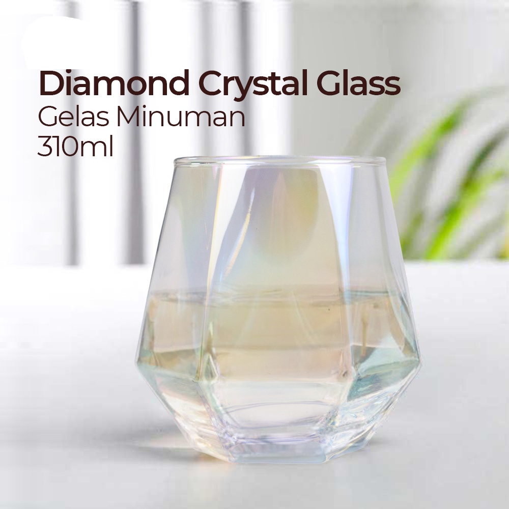 GLASSWARE Gelas Minuman Diamond Crystal Glass Cup 310 ml - GW107 - Multi-Color