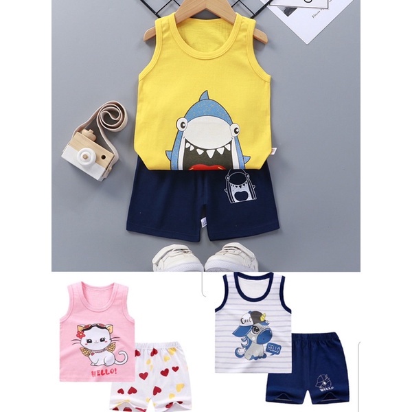 VS - NEW SET SINGLET KOMBI KARAKTER C BABY ANAK USIA 1-5 TAHUN