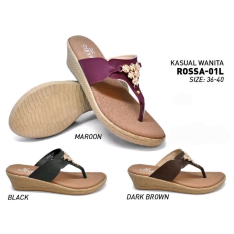 CARVIL ROSSA 01 #TERBARU SANDAL WEDGES WANITA 100% ORI