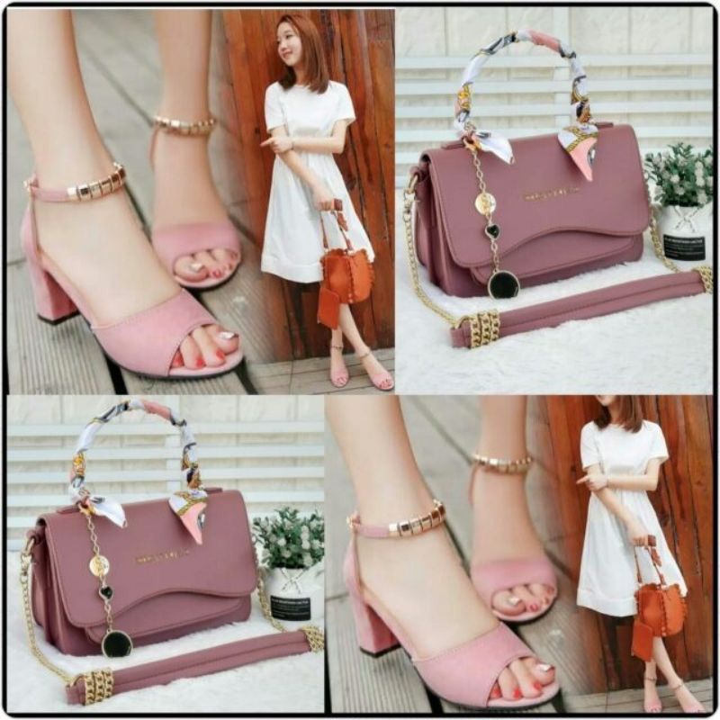 set 2in1 tas dan sandal wanita korean style