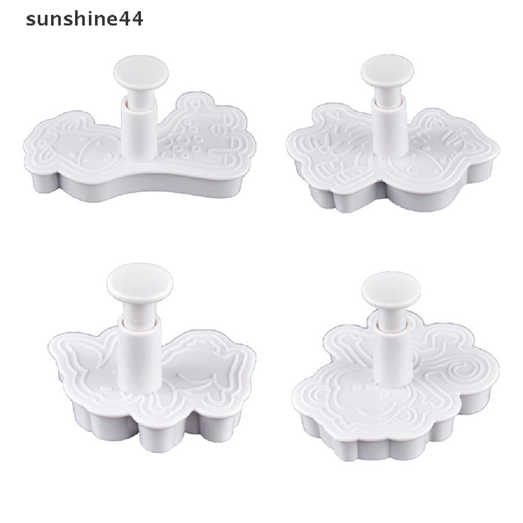 Sunshine 4Pc Kartun Hewan Cookie Cutter Emboss Biskuit Cetakan Alat Baking Untuk Anak-Anak.