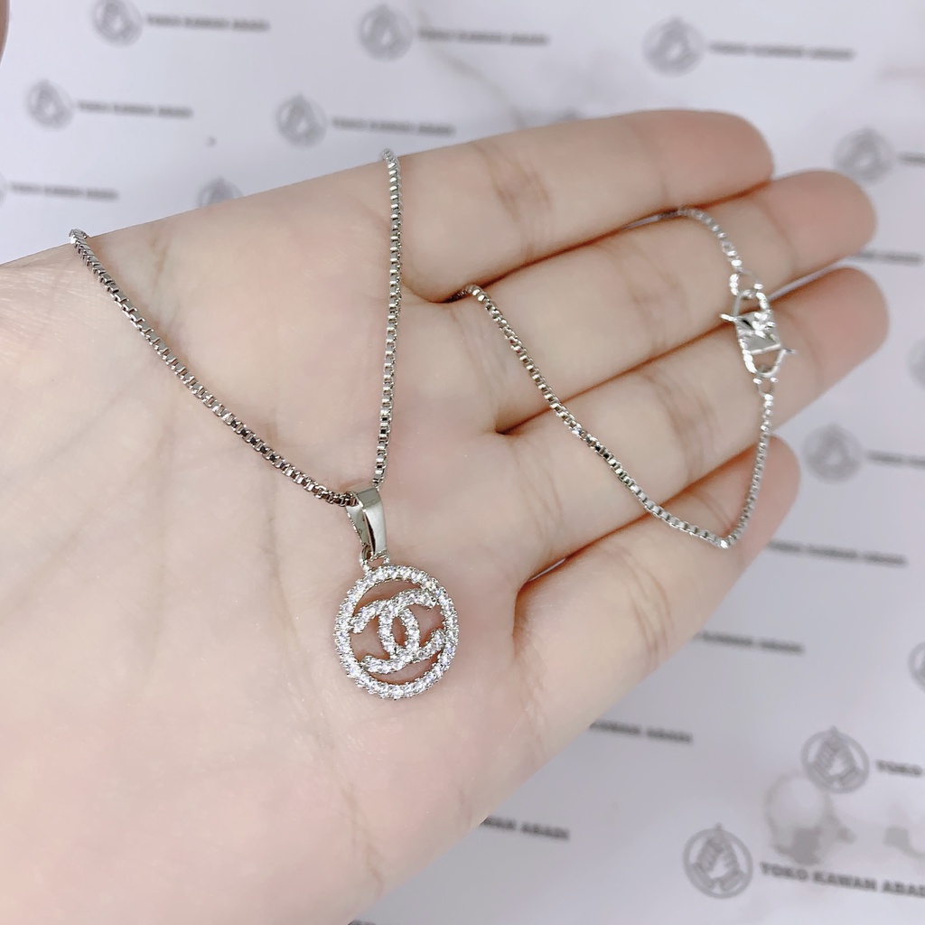 Kalung Xuping Silver Perhiasan Fashion Wanita liontin Permata Bulat Chanel *55